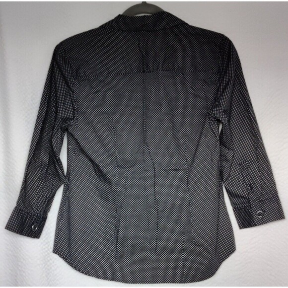 Liz & Co Polka Dot Three Quarter Inch Sleeve Navy White Size M - Picture 2 of 5